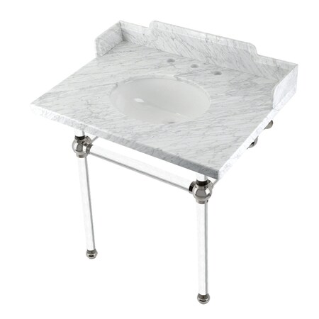 Kingston Brass 30 Carrara Marble Console Sink with Acrylic Legs, Marble WhitePolished Nickel LMS3030MA6